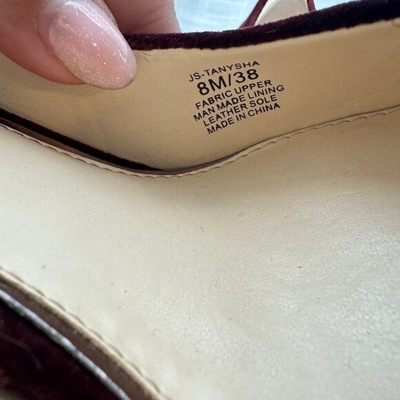 Jessica Simpson Burgundy Tanysha Velvet Block-Heel Point Toe Pumps 8 - Picture 3 of 14